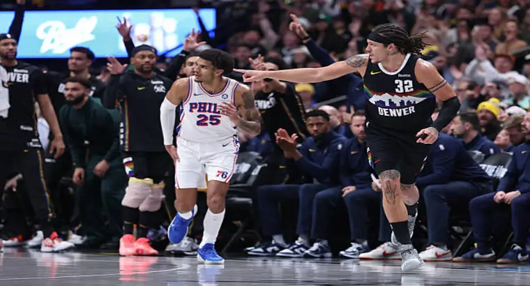 76ers vs Denver Nuggets Match Player Stats (17th March, 2026) 2 Aaron Gardon showing aggresive and offensive behaviour after sccuring point