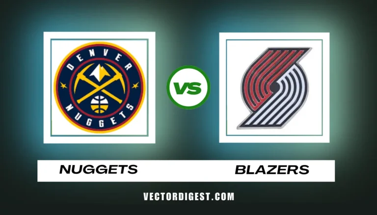 Denver Nuggets vs Portland Trail Blazers match graphic showing team logos for the April 6 2026 NBA game on VectorDigest