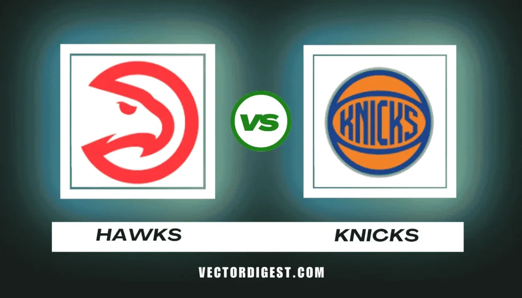 Atlanta Hawks vs Knicks match player stats graphic for the April 6 2026 NBA game at State Farm Arena