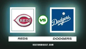 Cincinnati Reds vs Los Angeles Dodgers matchup graphic featuring both team logos side by side with a VS badge and Vector Digest branding, representing the March 12, 2026 spring training game