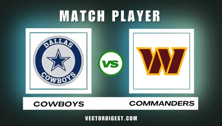 Dallas Cowboys vs Washington Commanders match player stats featured image with team logos on Vector Digest