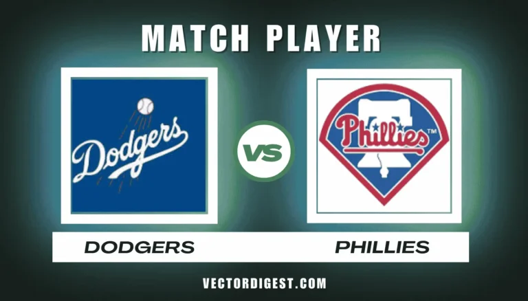 Dodgers vs Phillies match player stats featured graphic showing both team logos for the October 9, 2025 MLB game — Vector Digest